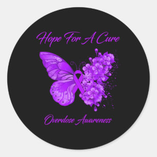 Butterfly hoopt op een zuiver overdosisbewustzijn ronde sticker