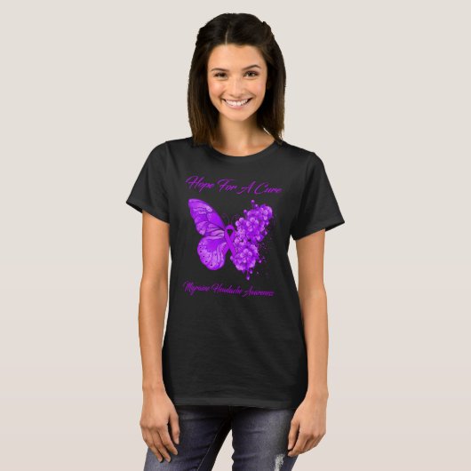 Butterfly hoopt op een zuivere migraine hoofdpijn  t-shirt (Voorkant volledig)
