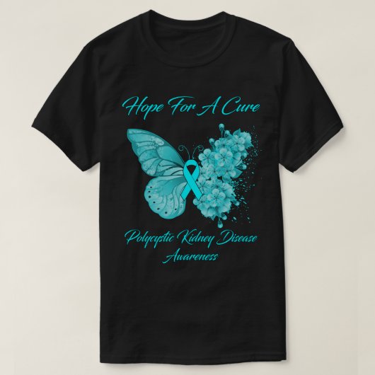 Butterfly Hope For A Cure Polycystic Kidney Diseas T-shirt (Design voorkant)