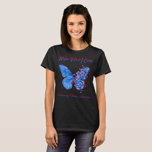 Butterfly Hope for a Cure Pulmonary Fibrosis T-shirt (Voorkant volledig)