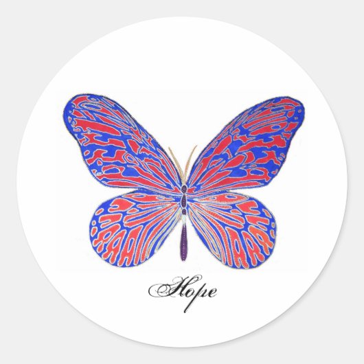 Butterfly Hope Ronde Sticker (Voorkant)
