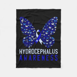 Butterfly Hydrocephalus Awareness Month Blue Ribbo Fleece Deken