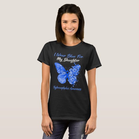 Butterfly I Draag blauw voor mijn dochter Hydrocep T-shirt (Voorkant volledig)