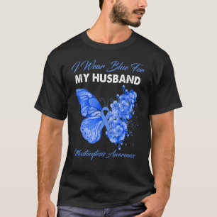 Butterfly I Draag blauw voor mijn man Mastocytosis T-shirt