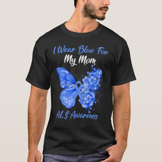Butterfly I Draag blauw voor mijn moeder als bewus T-shirt (Voorkant)