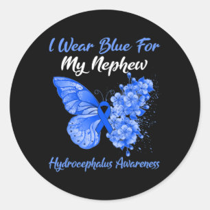 Butterfly I Draag blauw voor mijn Nephew hydroceph Ronde Sticker