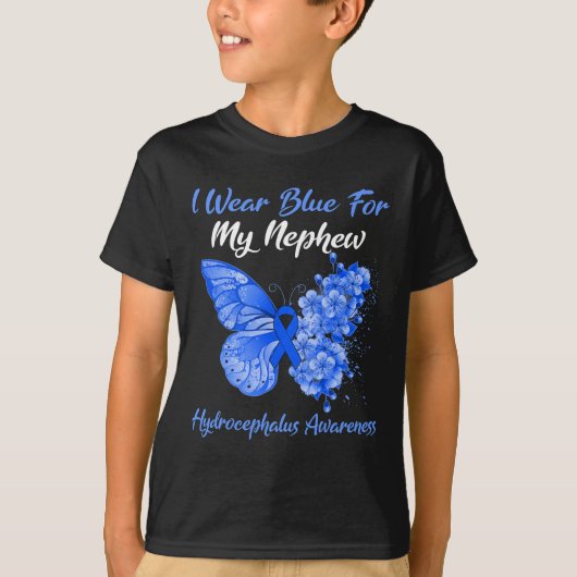 Butterfly I Draag blauw voor mijn Nephew hydroceph T-shirt (Voorkant)