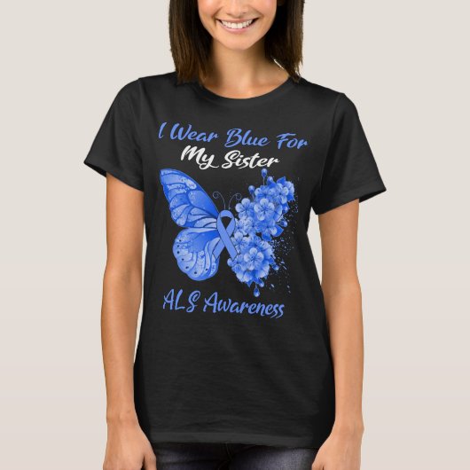 Butterfly I Draag blauw voor mijn zuster ALS Aware T-shirt (Voorkant)