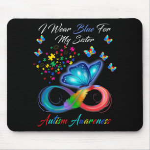 Butterfly I Draag blauw voor mijn zuster Autism Aw Muismat