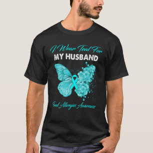 Butterfly I Draag Blauwgroen voor mijn man-voedsel T-shirt