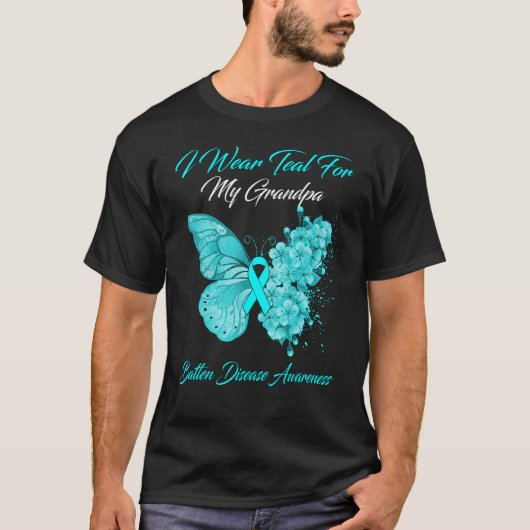 Butterfly I Draag Blauwgroen voor mijn opa Batten  T-shirt (Voorkant)