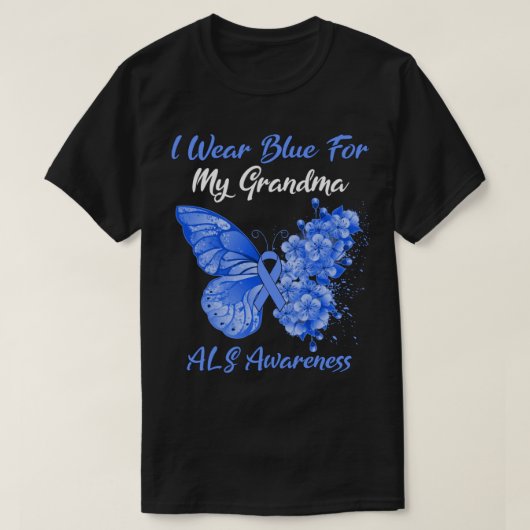 Butterfly I Draag Blue for My Grandma ALS Awarenes T-shirt (Design voorkant)