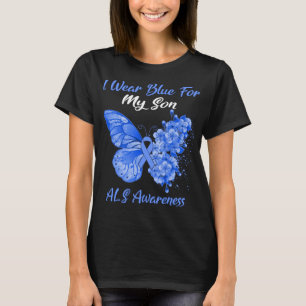 Butterfly I Draag Blue for My Son ALS awareness T-shirt