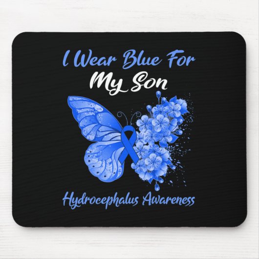 Butterfly I Draag Blue voor mijn zoon Hydrocephalu Muismat (Voorkant)
