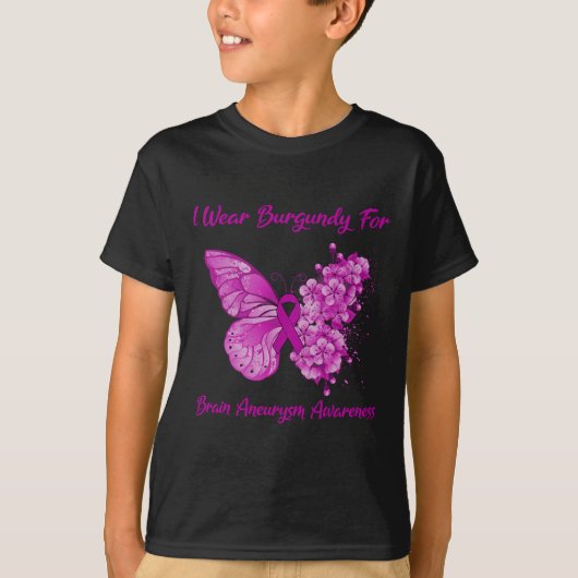 Butterfly I Draag Bourgogne voor hersenstoornissen T-shirt (Voorkant)