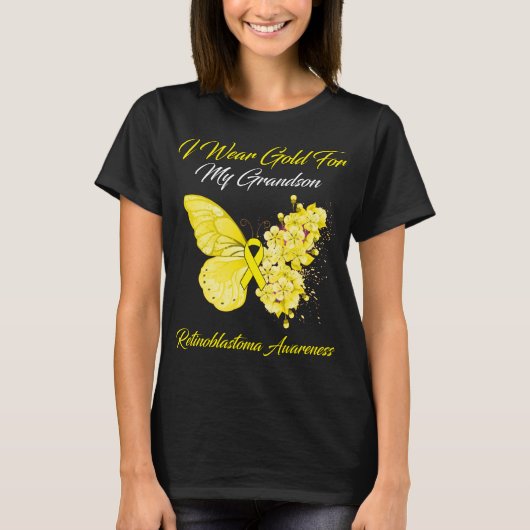 Butterfly I Draag Gold voor mijn kleinzoon Retinob T-shirt (Voorkant)