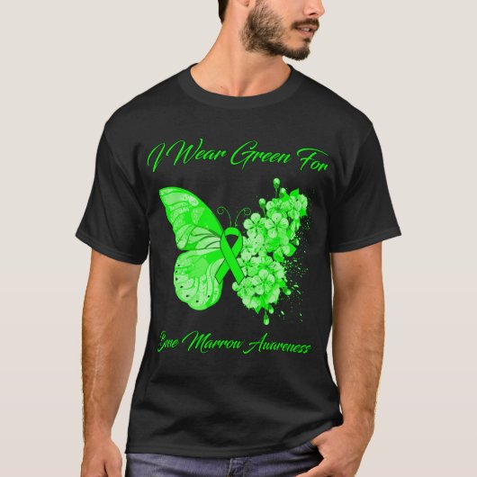 Butterfly I Draag Green for Bone Marrow Awareness T-shirt (Voorkant)