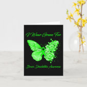 Butterfly I Draag Green for Brain Disabilities Awa Kaart (Gele Bloem)