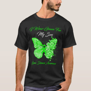 Butterfly I Draag Green for My Son Lyme disease Aw T-shirt