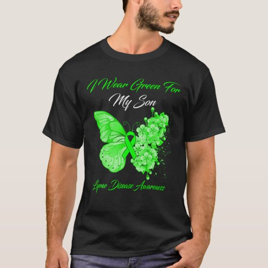 Butterfly I Draag Green for My Son Lyme disease Aw T-shirt (Voorkant)