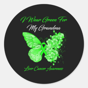 Butterfly I Draag groen voor mijn oma-leverkanker Ronde Sticker