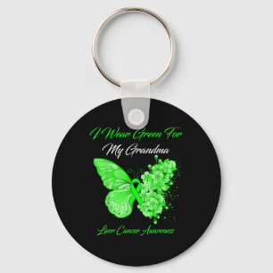 Butterfly I Draag groen voor mijn oma-leverkanker Sleutelhanger
