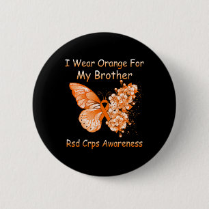 Butterfly I Draag Oranje voor mijn broer RSD CRPS Ronde Button 5,7 Cm