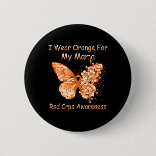 Butterfly I Draag Oranje voor mijn mama RSD CRPS-s Ronde Button 5,7 Cm