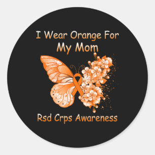 Butterfly I Draag Oranje voor mijn moeder RSD CRPS Ronde Sticker