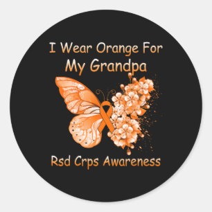 Butterfly I Draag Oranje voor mijn opa RSD CRPS AW Ronde Sticker