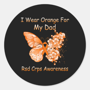 Butterfly I Draag Oranje voor mijn vader RSD CRPS Ronde Sticker