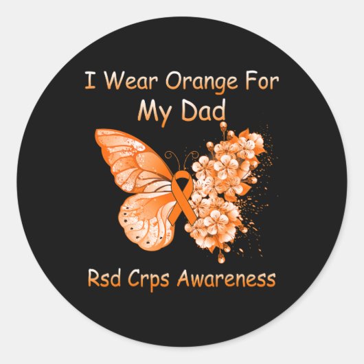 Butterfly I Draag Oranje voor mijn vader RSD CRPS Ronde Sticker (Voorkant)