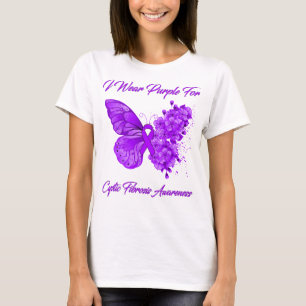 Butterfly I Draag Paars voor cystechnische fibrose T-shirt