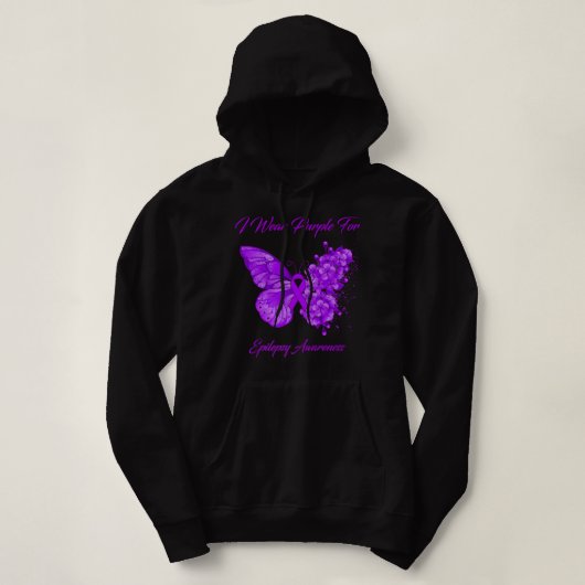 Butterfly I Draag Paars voor Epilepsy Bewustmaking Hoodie (Design voorkant)