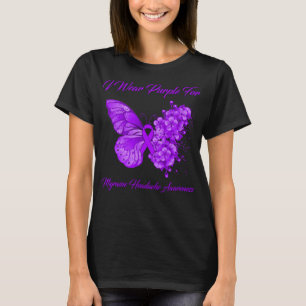 Butterfly I Draag Paars voor migraine hoofdpijn oo T-shirt