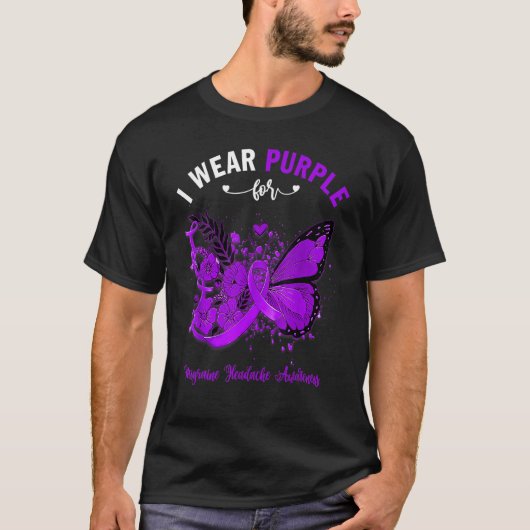 Butterfly I Draag Paars voor migraine hoofdpijn oo T-shirt (Voorkant)