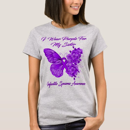 Butterfly I Draag Paars voor mijn zuster Infantile T-shirt (Voorkant)
