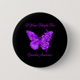 Butterfly I Draag Paars voor overdosering Ronde Button 5,7 Cm