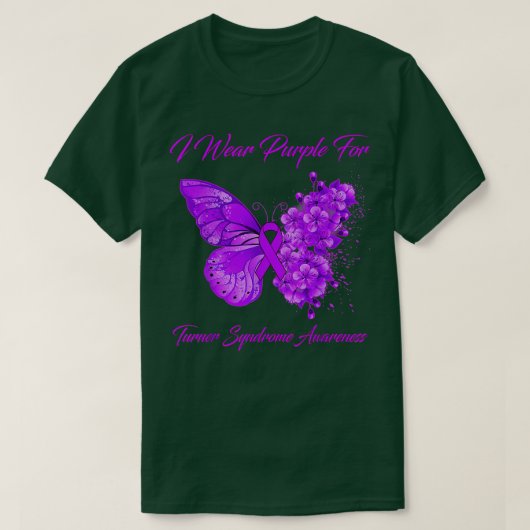 Butterfly I Draag Paars voor turner Syndrome Aware T-shirt (Design voorkant)