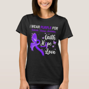 Butterfly I Draag Paarse voor huiselijk geweld T-shirt