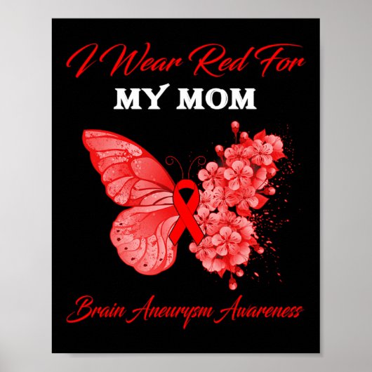 Butterfly I Draag Red voor mijn moeder Brain Aneur Poster (Voorkant)