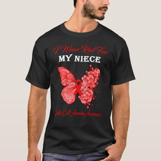 Butterfly I Draag Red voor mijn nichtje sikkelcel  T-shirt (Voorkant)