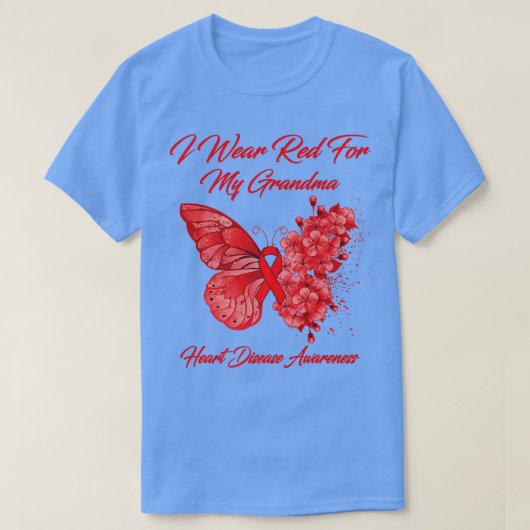Butterfly I Draag Red voor mijn oma hartziekte T-shirt (Design voorkant)