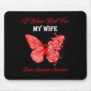 Butterfly I Draag Red voor mijn vrouw Brain Aneury Muismat