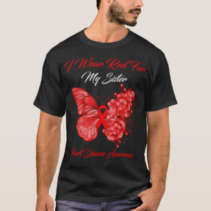 Butterfly I Draag rood voor mijn zuster hartziekte T-shirt