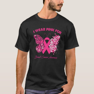 Butterfly I Draag roze voor borstkanker T-shirt