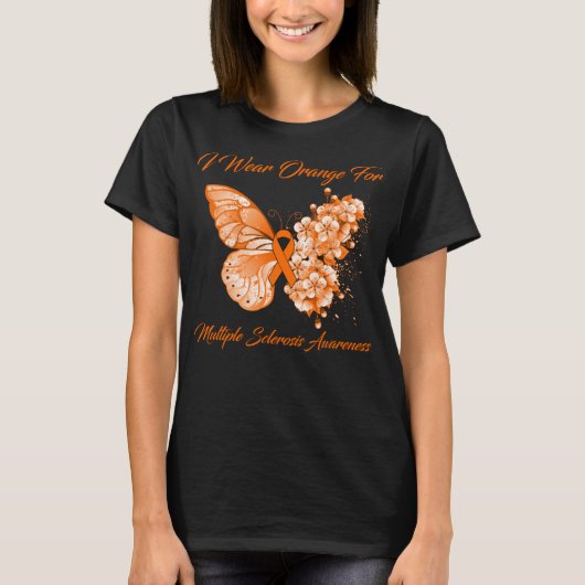 Butterfly I Draag Sinaasappel voor multiple sclero T-shirt (Voorkant)