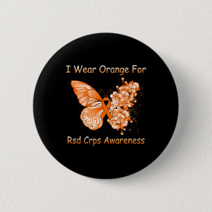 Butterfly I Draag Sinaasappel voor RSD CRPS Awaren Ronde Button 5,7 Cm