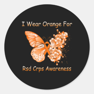 Butterfly I Draag Sinaasappel voor RSD CRPS-bewust Ronde Sticker
