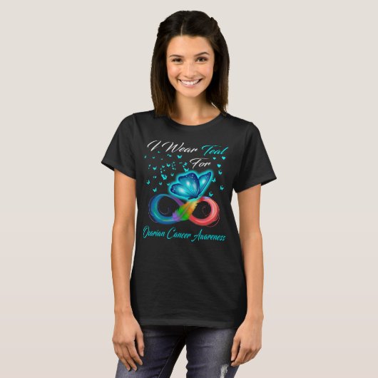 Butterfly I Draag Tead for Ovarian Cancer Awarenes T-shirt (Voorkant volledig)